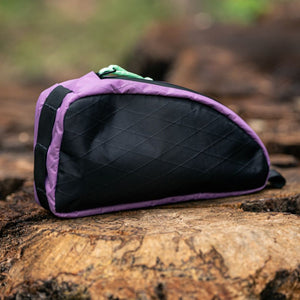 campout 2023 moxie top tube bag (lavender/black)